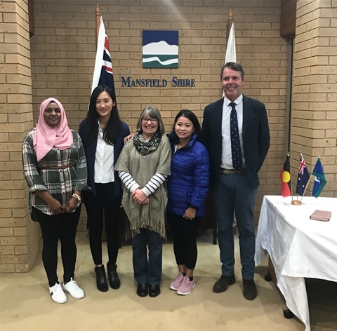 Conferees - L-R , Mariyam Afaasha, Lin Pei-yin, Margaret Barry, Aurelia Trapal and Mayor Tehan.jpg