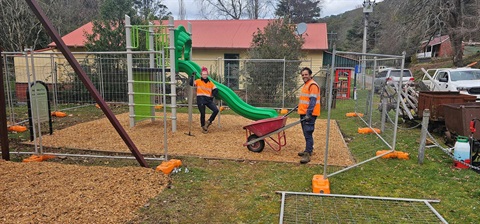 Image - Parks & Gardens Team mulching upgraded playground area.jpg